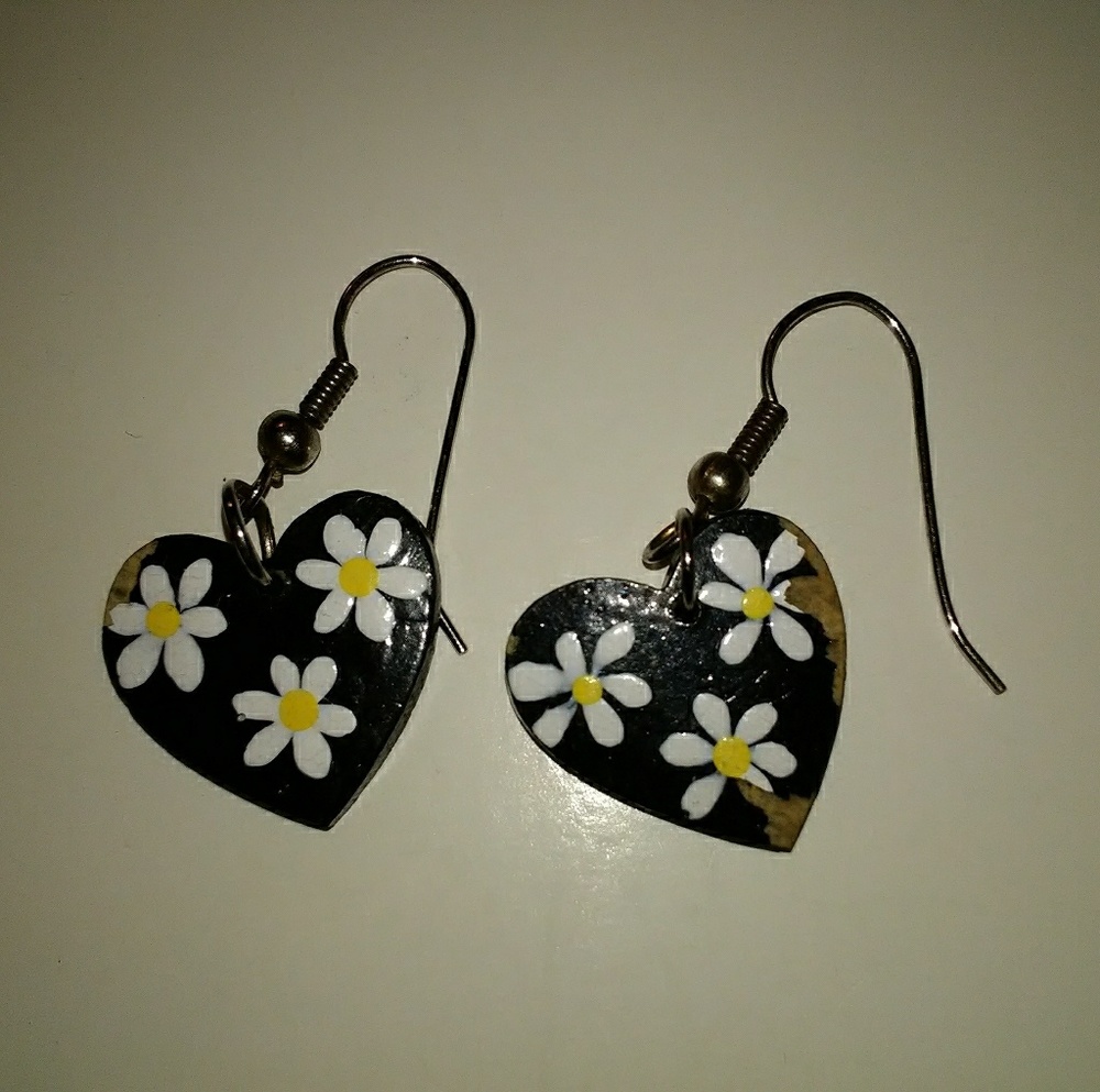 Daisy hand painted earrings